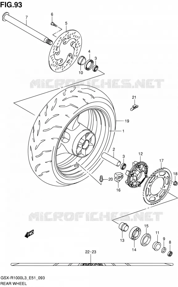 ACHTERWIEL (GSX-R1000ZL3 E51) Suzuki MOTO 1000 GSX-R 2013  GSX-R1000 L3/GSX-R1000Z L3 (E51)
