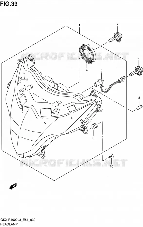 KOPLAMP (GSX-R1000ZL3 E51) Suzuki MOTO 1000 GSX-R 2013  GSX-R1000 L3/GSX-R1000Z L3 (E51)