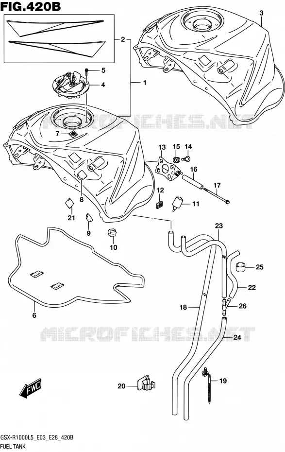 BENZINETANK (GSX-R1000L5 E28) Suzuki MOTO 1000 GSX-R 2015  GSX-R1000 L5 (E03,E28,E33)