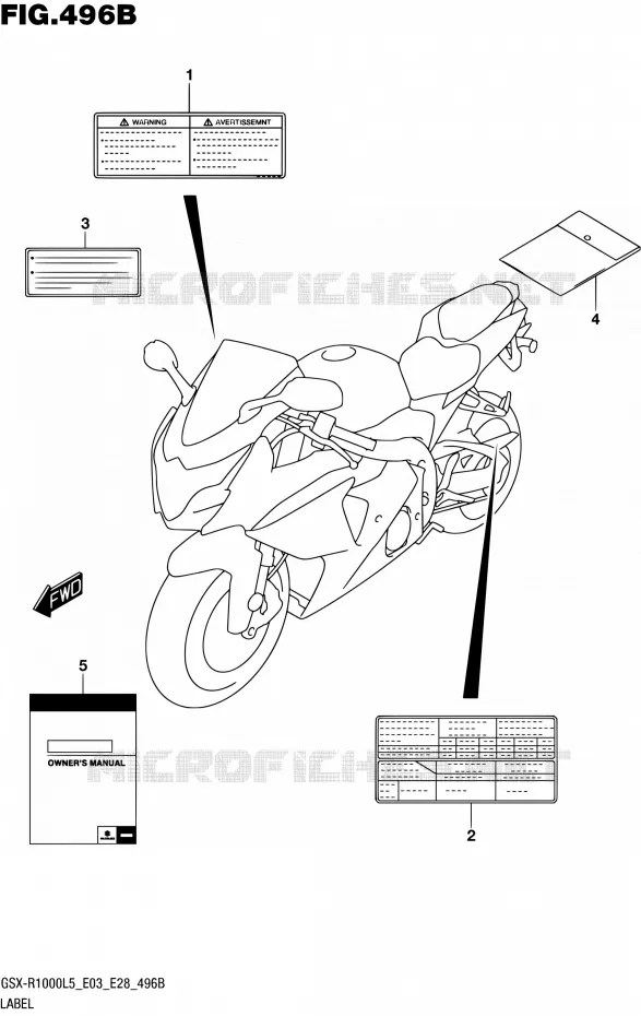 ETIKET (GSX-R1000L5 E28) Suzuki MOTO 1000 GSX-R 2015  GSX-R1000 L5 (E03,E28,E33)