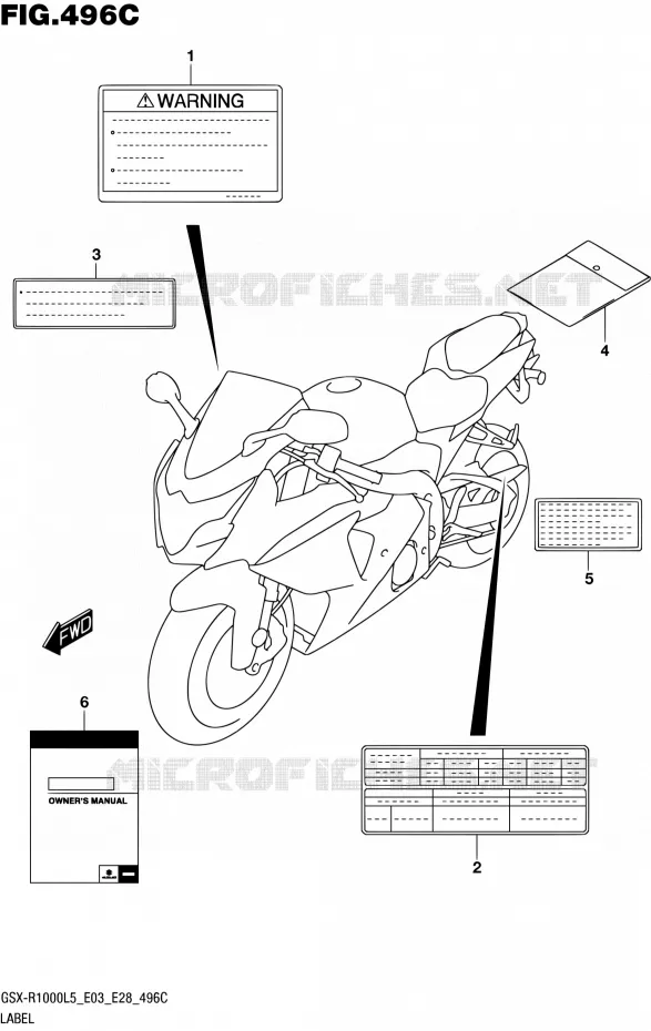 ETIKET (GSX-R1000L5 E33) Suzuki MOTO 1000 GSX-R 2015  GSX-R1000 L5 (E03,E28,E33)
