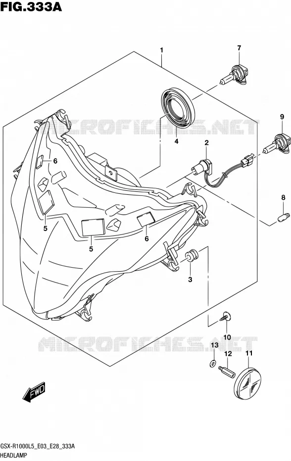 KOPLAMP (GSX-R1000L5 E03) Suzuki MOTO 1000 GSX-R 2015  GSX-R1000 L5 (E03,E28,E33)