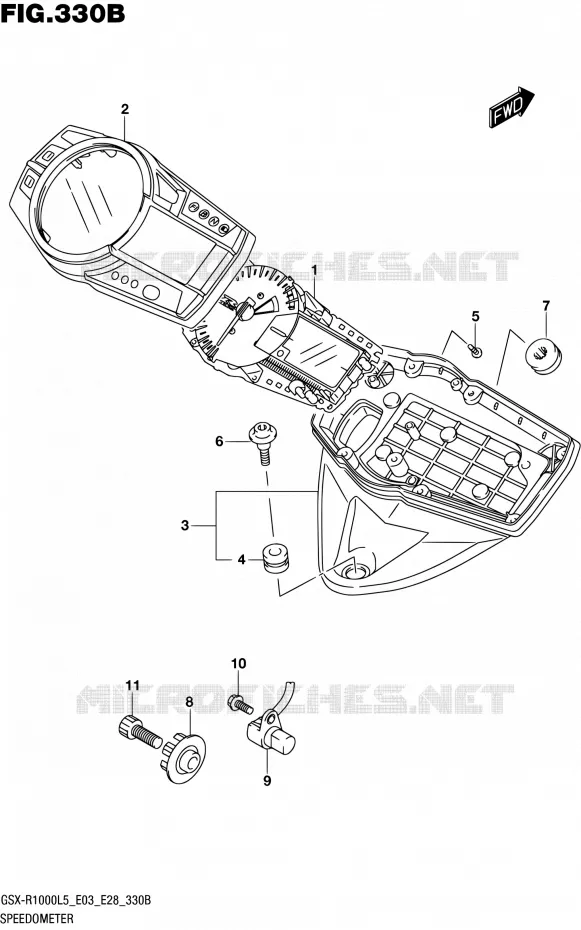 SNELHEIDSMETER (GSX-R1000L5 E28) Suzuki MOTO 1000 GSX-R 2015  GSX-R1000 L5 (E03,E28,E33)
