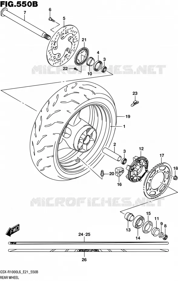 ACHTERWIEL (GSX-R1000AL6 E21) Suzuki MOTO 1000 GSX-R 2016  GSX-R1000UF L6 (E21)