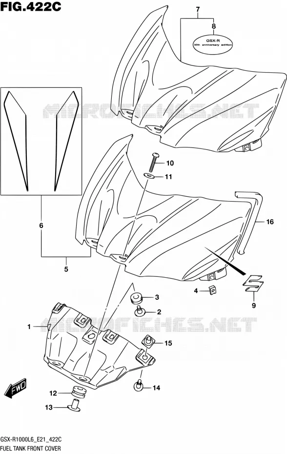 FUEL TANK VOORKLEP (GSX-R1000UFL6 E21) Suzuki MOTO 1000 GSX-R 2016  GSX-R1000UF L6 (E21)