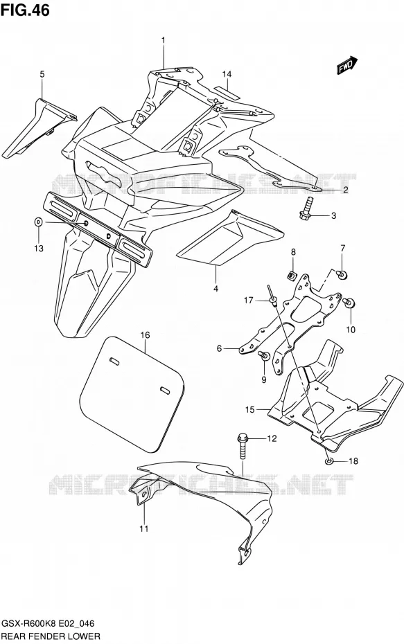 ONDERACHTERSPATBORD Suzuki MOTO 600 GSX-R 2010  GSX-R600 L0 (E02,E19,E24)