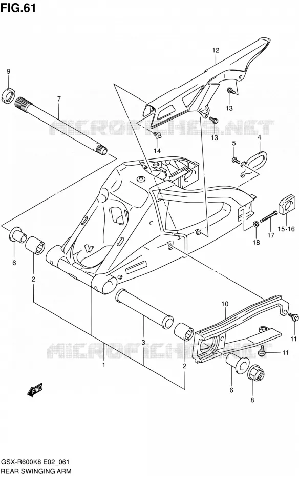 SWINGARM Suzuki MOTO 600 GSX-R 2010  GSX-R600 L0 (E02,E19,E24)