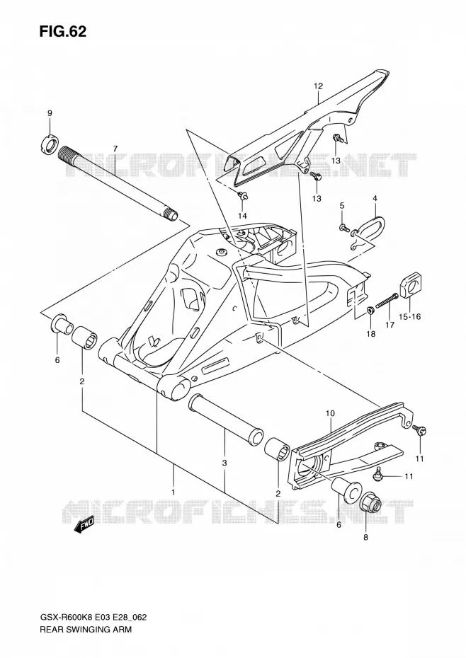 SWINGARM Suzuki MOTO 600 GSX-R 2010  GSX-R600 L0 (E03,E28,E33)