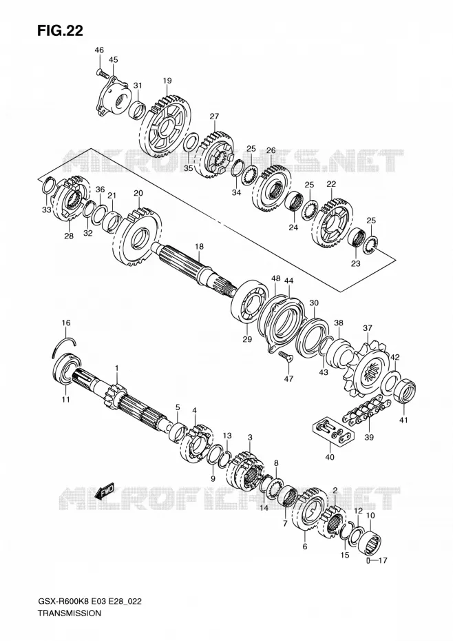 TRANSMISSION Suzuki MOTO 600 GSX-R 2010  GSX-R600 L0 (E03,E28,E33)