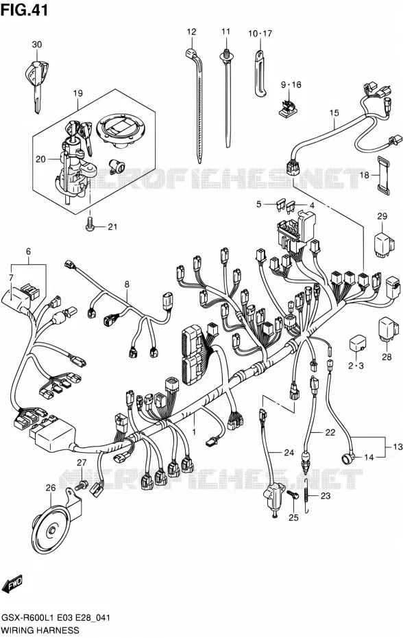 BEDRADING (GSX-R600L1 E03) Suzuki MOTO 600 GSX-R 2011  GSX-R600 L1 (E03,E28,E33)
