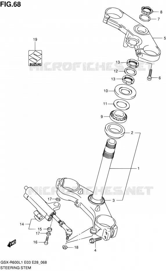 STUURKOLOM Suzuki MOTO 600 GSX-R 2011  GSX-R600 L1 (E03,E28,E33)