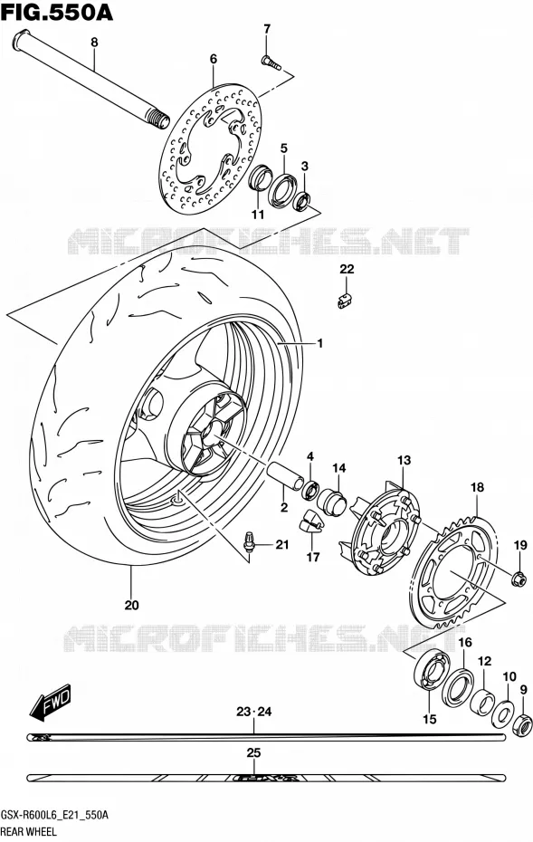 ACHTERWIEL Suzuki MOTO 600 GSX-R 2016  GSX-R600 L6 (E21)