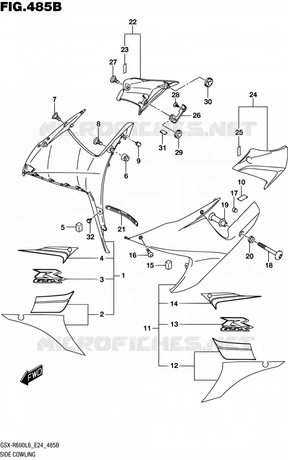 SIDE KUIP (AJP) Suzuki MOTO 600 GSX-R 2016  GSX-R600 L6 (E24)