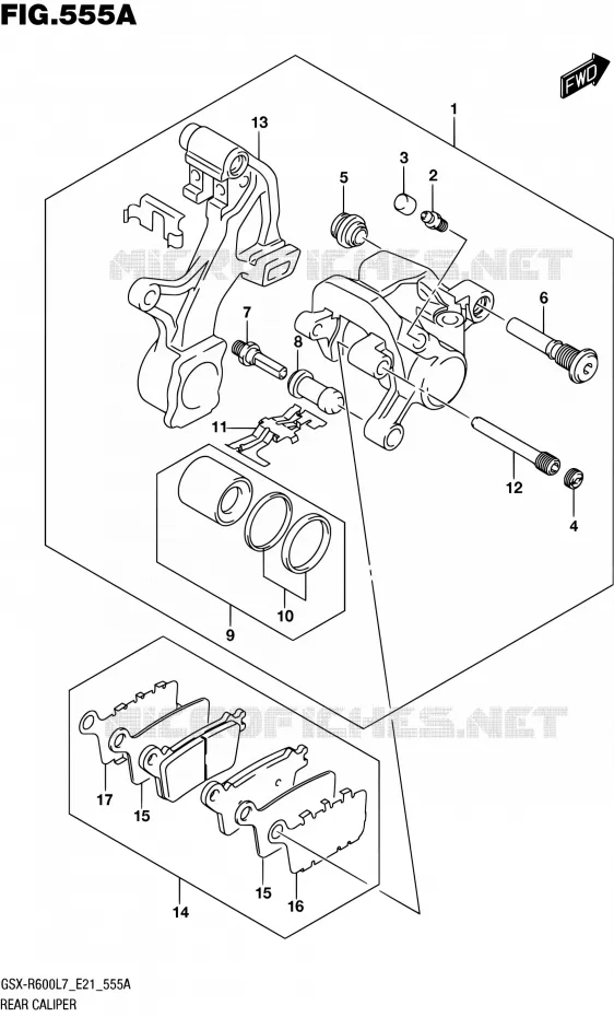 REAR CALIPER Suzuki MOTO 600 GSX-R 2017  GSX-R600 L7 (E21)