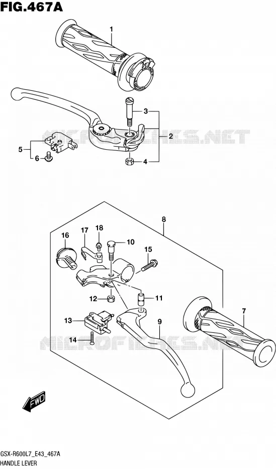 HANDGRIPS - LEVERS Suzuki MOTO 600 GSX-R 2017  GSX-R600 L7 (E43)