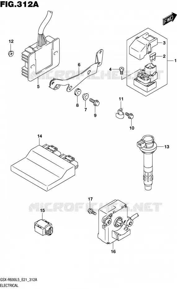 ELEKTRISCH (GSX-R600L5 E21) Suzuki MOTO 600 GSX-R 2015  GSX-R600UF L5 (E21)