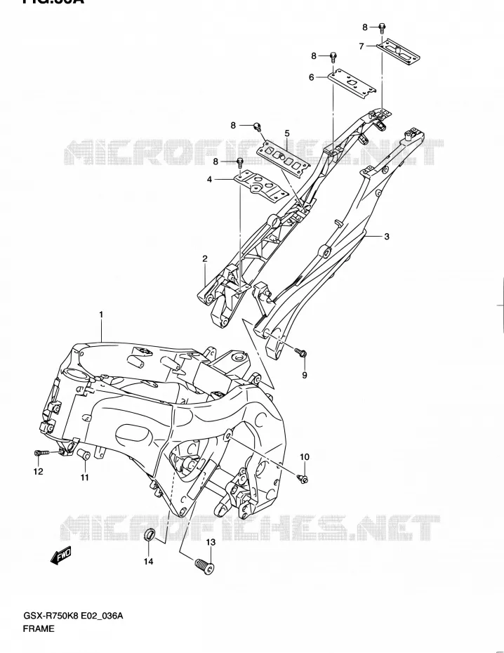 FRAME (MODEL L0) Suzuki MOTO 750 GSX-R 2010  GSX-R750 L0 (E02,E19)