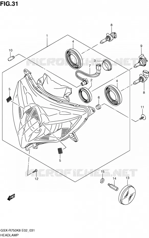 KOPLAMP Suzuki MOTO 750 GSX-R 2010  GSX-R750 L0 (E02,E19)