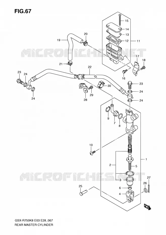 ACHTER HOOFDREMCILINDER Suzuki MOTO 750 GSX-R 2010  GSX-R750 L0 (E03,E28,E33)