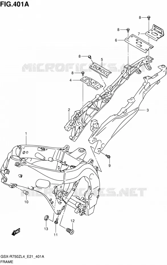 FRAME Suzuki MOTO 750 GSX-R 2014  GSX-R750ZUF L4 (E21)