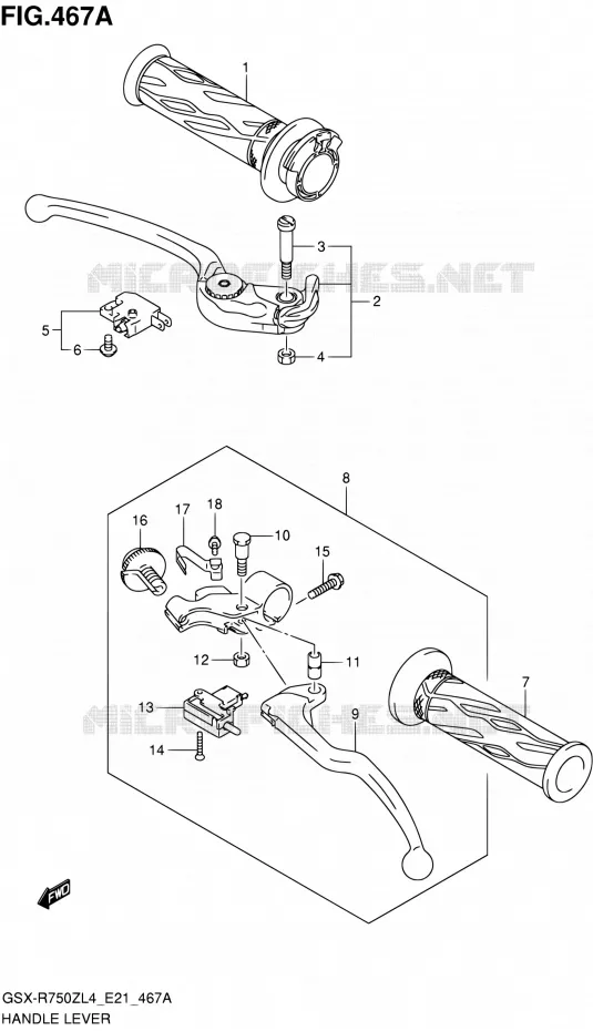 HANDGRIPS - LEVERS Suzuki MOTO 750 GSX-R 2014  GSX-R750ZUF L4 (E21)