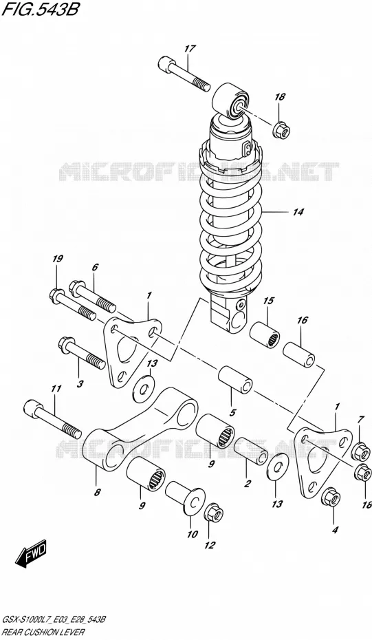 SCHOKBREKER AANEENSCHAKELING (GSX-S1000AL7 E03) Suzuki MOTO 1000 GSX-S 2017  GSX-S1000A L7 (E03,E28,E33)