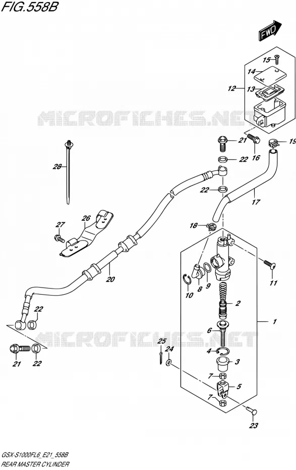 ACHTER HOOFDREMCILINDER (GSX-S1000FUFL6 E21) Suzuki MOTO 1000 GSX-S 2015  GSX-S1000FAUF L6 (E21)