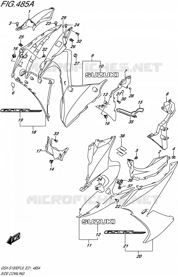 SIDE KUIP (PGZ,AV4) Suzuki MOTO 1000 GSX-S 2016  GSX-S1000F L6 (E21)