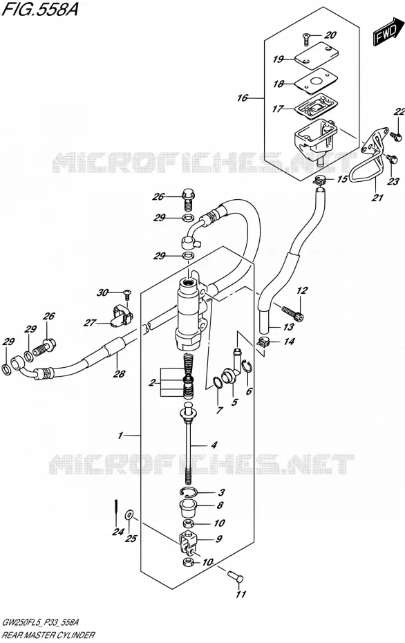 ACHTER HOOFDREMCILINDER Suzuki MOTO 250 INAZUMA 1992  GW250F L5 (P03,P28,P33)