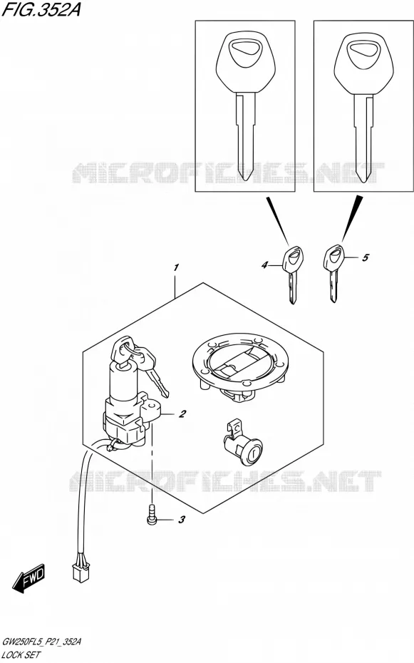 LOCK SET Suzuki MOTO 250 INAZUMA 2015  GW250F L5 (P21)