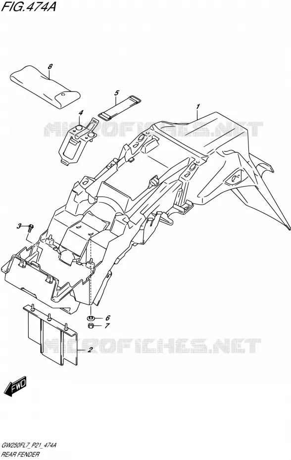 ACHTERSPATBORD Suzuki MOTO 250 INAZUMA 2017  GW250F L7 (P21)