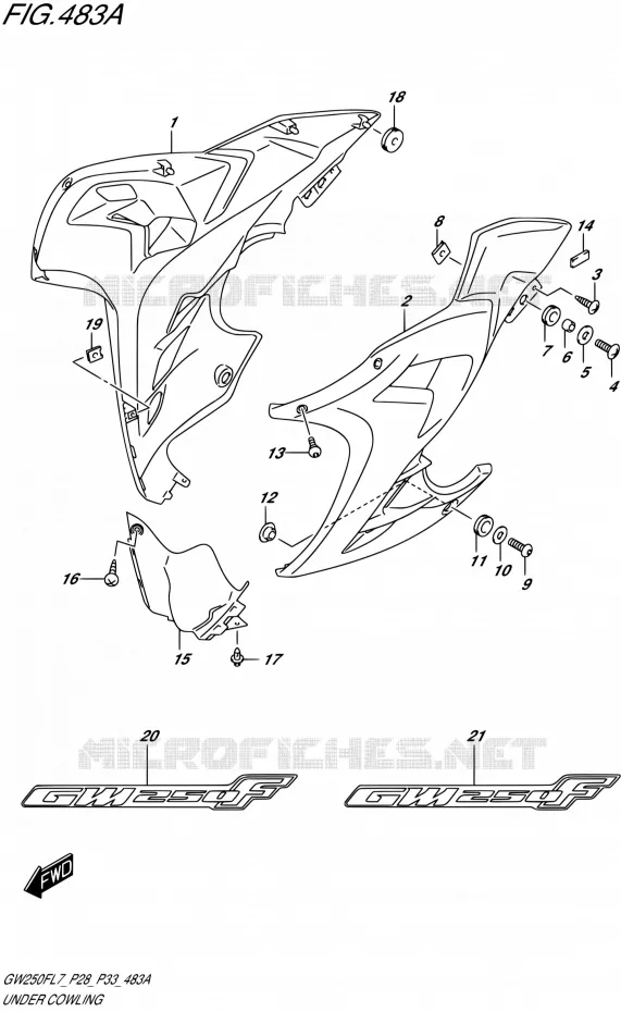 ONDERAANKLEDING (FOR YAY,YWW)  (GW250FL7 P28) Suzuki MOTO 250 INAZUMA 2017  GW250F L7 (P28,P33)