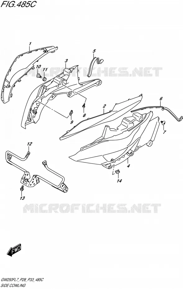 SIDE KUIP (GW250FL7 P33) Suzuki MOTO 250 INAZUMA 2017  GW250F L7 (P28,P33)
