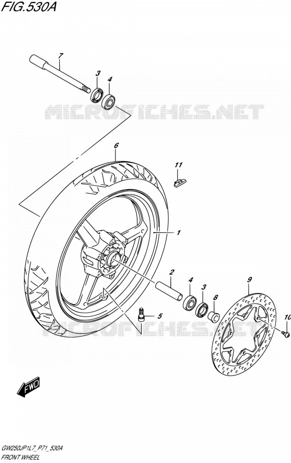 VOORWIEL Suzuki MOTO 250 INAZUMA 2017  GW250JP1 L7/GW250JP2 L7/GW250JP3 L7 (P71)