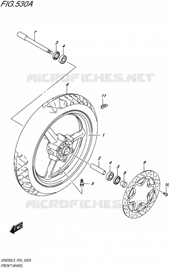 VOORWIEL Suzuki MOTO 250 INAZUMA 1995  GW250 L5/GW250Z L5 (P24)