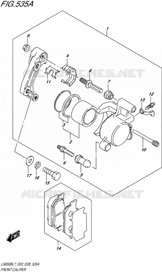 FRONT CALIPER Suzuki MOTO 650 BOULEVARD 2017  LS650B L7 (E03,E28,E33)
