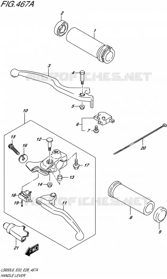 HANDGRIPS - LEVERS Suzuki MOTO 650 BOULEVARD 2016  LS650 L6 (E03,E28,E33)