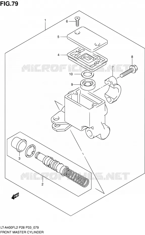 FRONT HOOFDREMCILINDER Suzuki QUAD 400 KINGQUAD 2012  LT-A400F L2/LT-A400FZ L2 (P03,P28,P33)