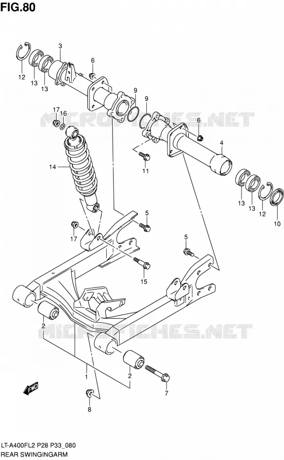SWINGARM Suzuki QUAD 400 KINGQUAD 2012  LT-A400F L2/LT-A400FZ L2 (P03,P28,P33)