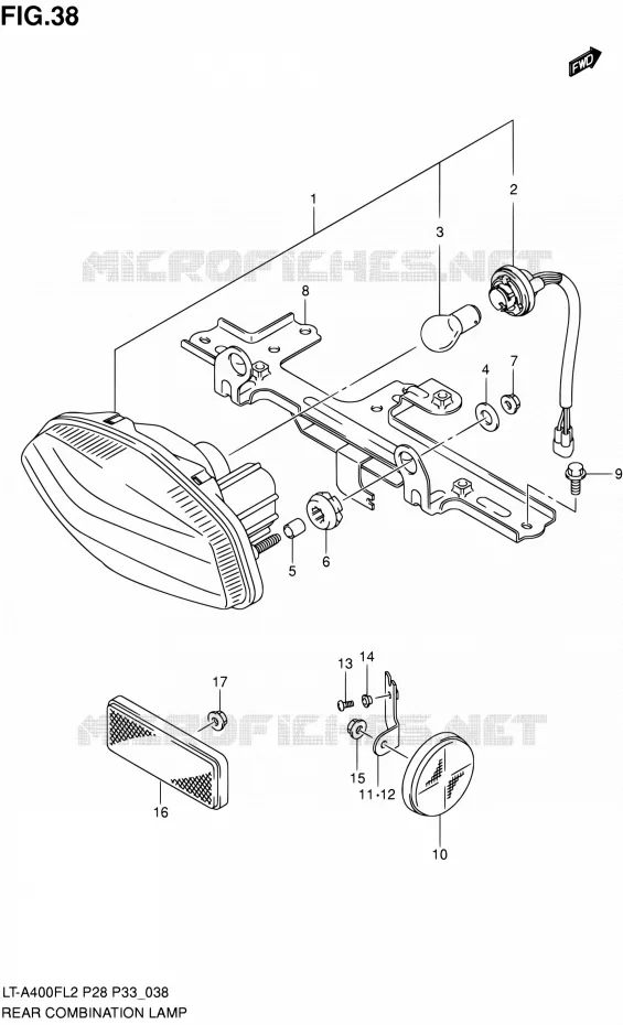 TAIL LIGHT ASSY (LT-A400FL2 P28) Suzuki QUAD 400 KINGQUAD 2012  LT-A400F L2/LT-A400FZ L2 (P03,P28,P33)