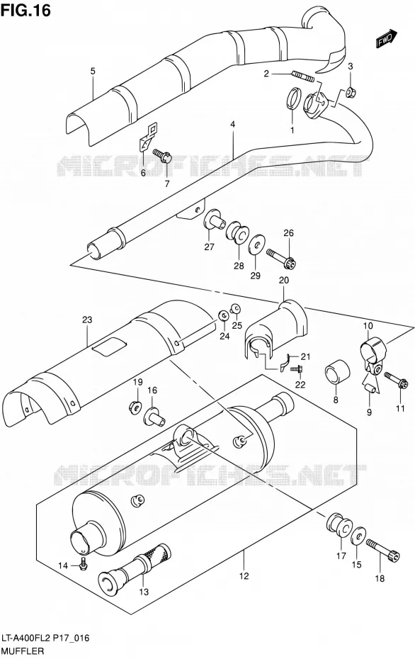 GELUIDDEMPER Suzuki QUAD 400 KINGQUAD 2012  LT-A400F L2/LT-A400FZ L2 (P17,P24)