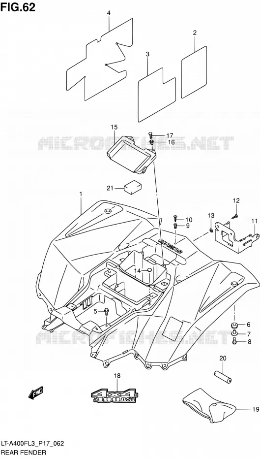 ACHTERSPATBORD (LT-A400FL3 P17) Suzuki QUAD 400 KINGQUAD 2013  LT-A400F L3/LT-A400FZ L3 (P17,P24)