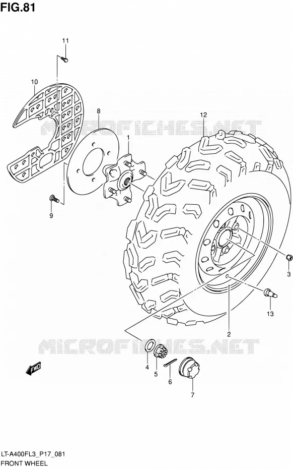 VOORWIEL (LT-A400FZL3 P17) Suzuki QUAD 400 KINGQUAD 2013  LT-A400F L3/LT-A400FZ L3 (P17,P24)
