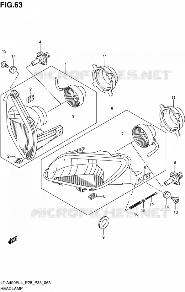 KOPLAMP (LT-A400FZL4 P33) Suzuki QUAD 400 KINGQUAD 2014  LT-A400F L4/LT-A400FZ L4 (P03,P28,P33)