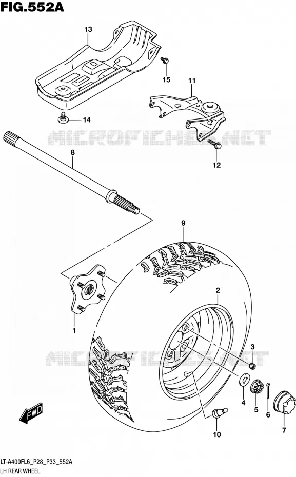 LINKERHAND ACHTERWIEL Suzuki QUAD 400 KINGQUAD 2016  LT-A400F L6/LT-A400FZ L6 (P03,P28,P33)