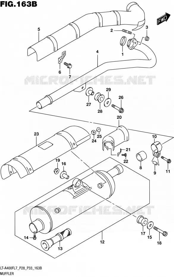 GELUIDDEMPER (LT-A400FL7 P33) Suzuki QUAD 400 KINGQUAD 2017  LT-A400F L7 (P03,P28,P33)