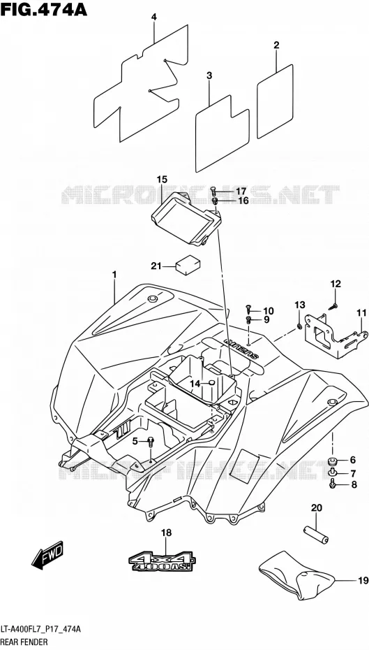 ACHTERSPATBORD Suzuki QUAD 400 KINGQUAD 2017  LT-A400F L7 (P17)