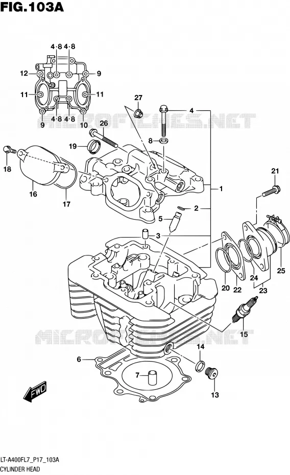 CILINDERKOP Suzuki QUAD 400 KINGQUAD 2017  LT-A400F L7 (P17)