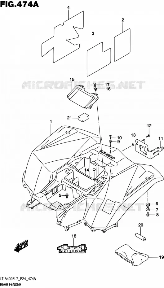 ACHTERSPATBORD Suzuki QUAD 400 KINGQUAD 2017  LT-A400F L7 (P24)