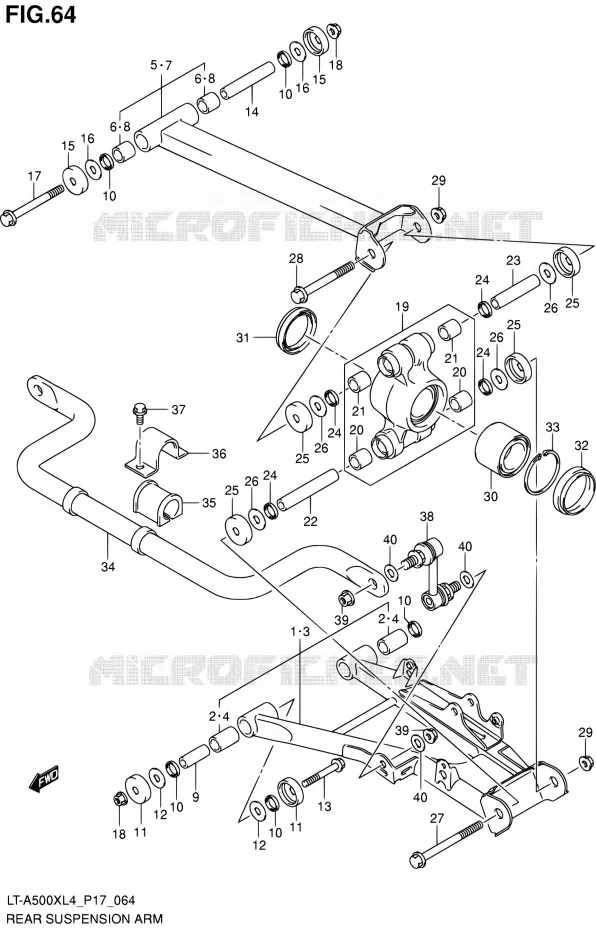 ACHTERWIELOPHANGING ARM Suzuki QUAD 500 KINGQUAD 2014  LT-A500X L4/LT-A500XZ L4 (P17)